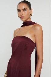 MIX AND MATCH Nepheli Dress Burgundy Μάξι Φόρεμα